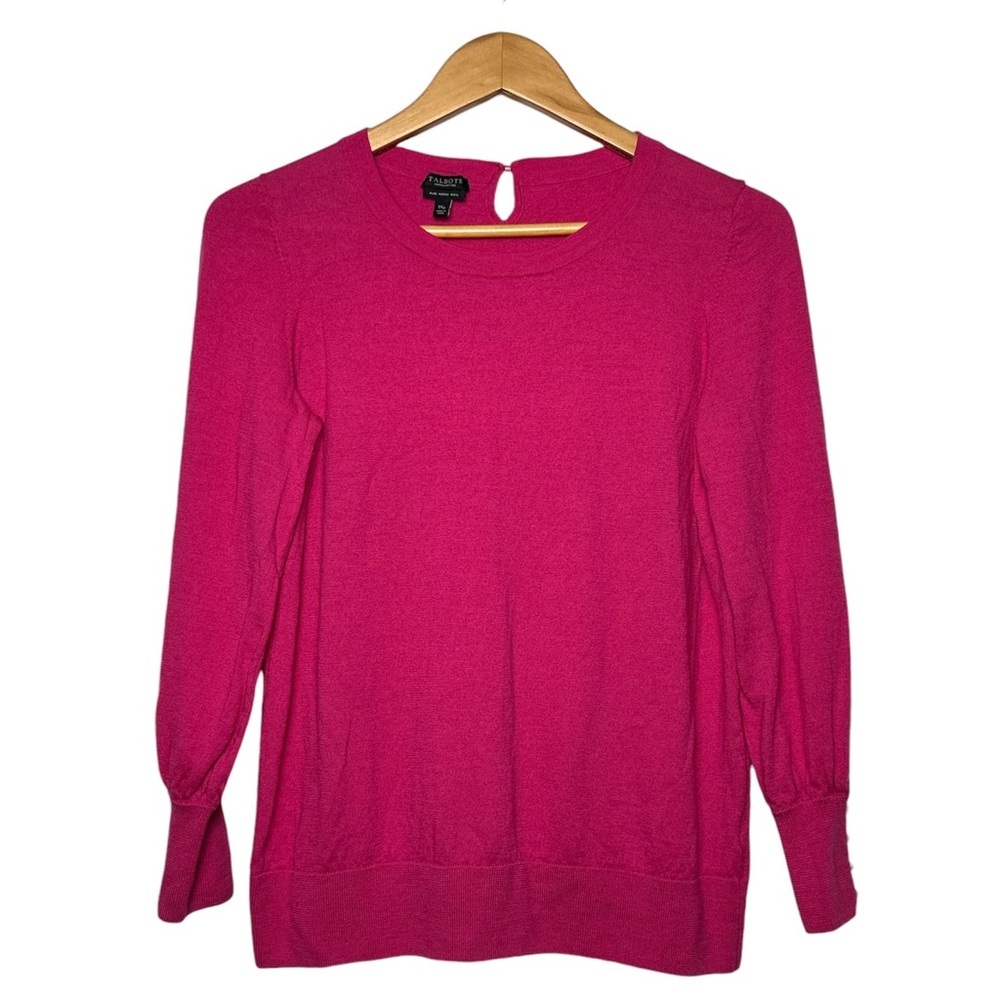 Talbots Women's 100% Merino Wool Long Sleeve‎ Sweater Size 1X Petite Pink